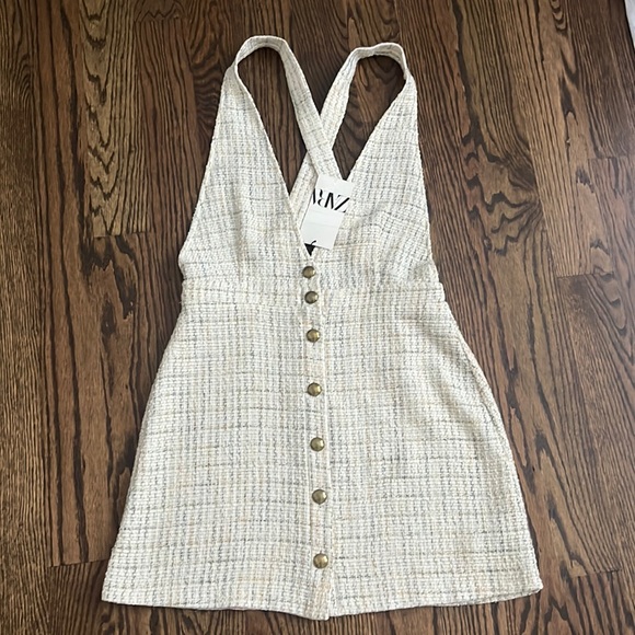 Zara Cream Tweed Dress with Gold Buttons - Picture 2 of 10